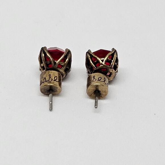 Chloe + Isabel Round Birthstone Stud Earrings E118RU Antique Brass-Plated Ruby - Picture 4 of 6